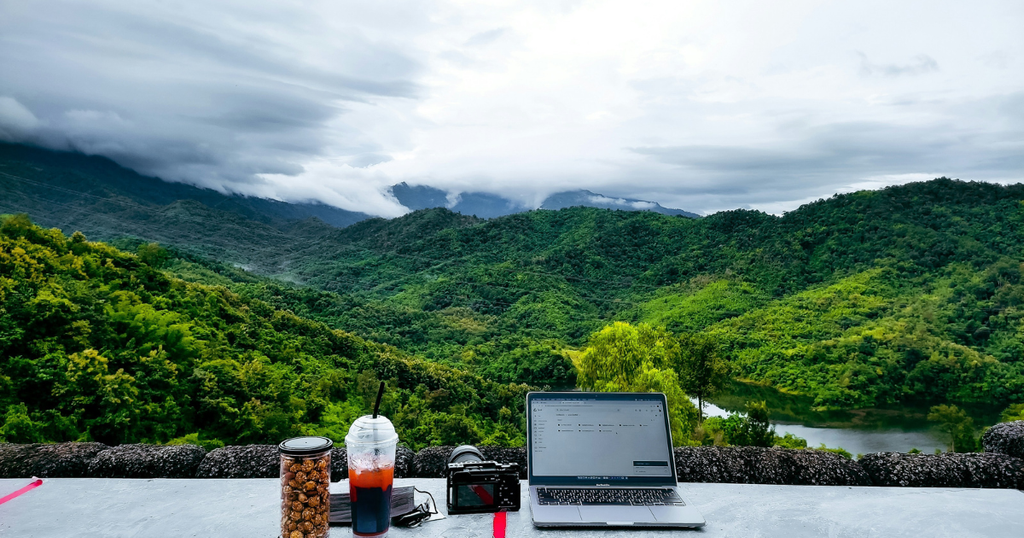 Blogging with a scenic nature view